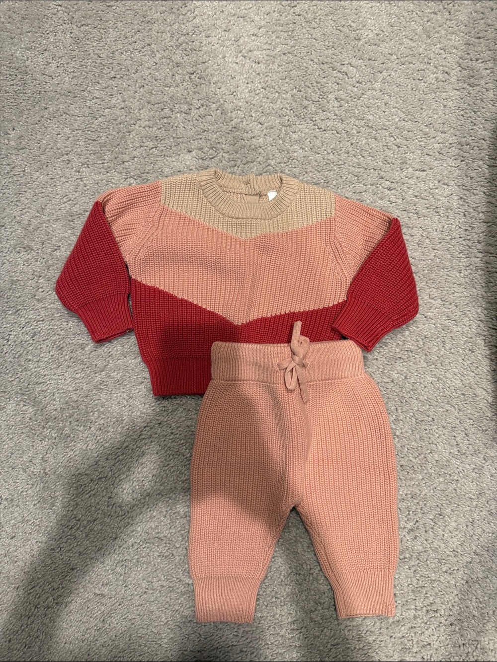 NWT- Baby Sprouts Colorblock Knit Sweater & Pants Set - 0-3M